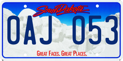 SD license plate 0AJO53