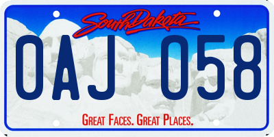 SD license plate 0AJO58