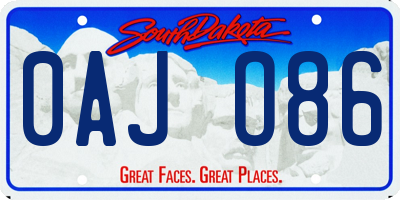 SD license plate 0AJO86