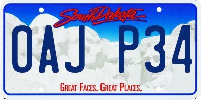 SD license plate 0AJP34