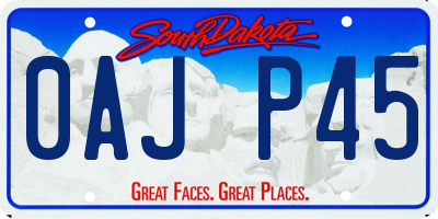 SD license plate 0AJP45