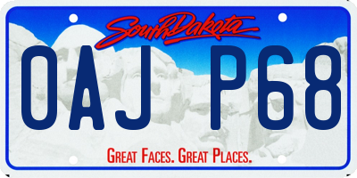 SD license plate 0AJP68