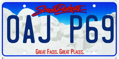 SD license plate 0AJP69