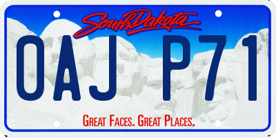 SD license plate 0AJP71