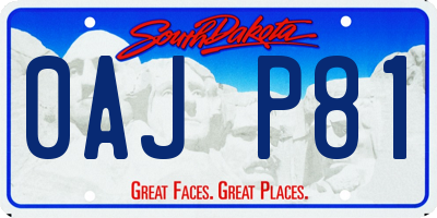 SD license plate 0AJP81