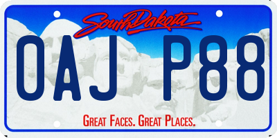 SD license plate 0AJP88