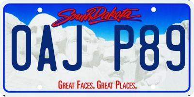 SD license plate 0AJP89