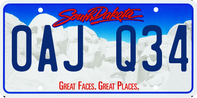 SD license plate 0AJQ34