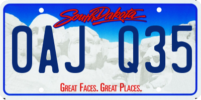SD license plate 0AJQ35