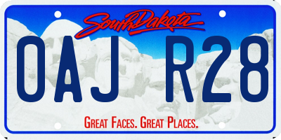 SD license plate 0AJR28