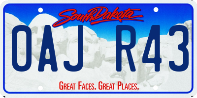 SD license plate 0AJR43