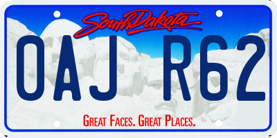 SD license plate 0AJR62