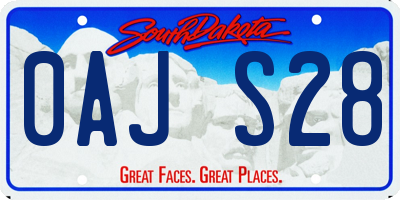 SD license plate 0AJS28