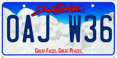 SD license plate 0AJW36