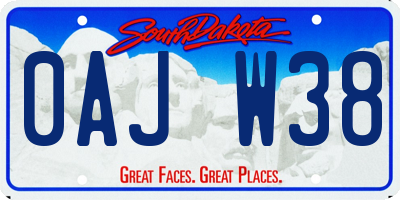 SD license plate 0AJW38