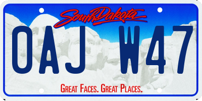 SD license plate 0AJW47