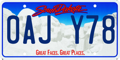 SD license plate 0AJY78