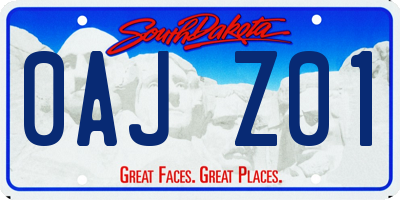 SD license plate 0AJZ01