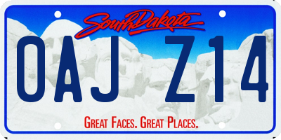 SD license plate 0AJZ14