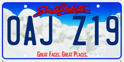 SD license plate 0AJZ19
