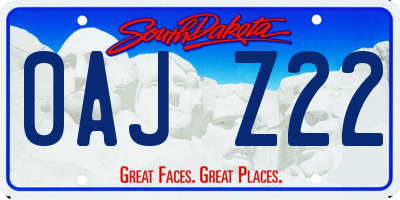 SD license plate 0AJZ22