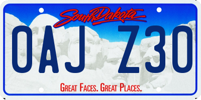 SD license plate 0AJZ30