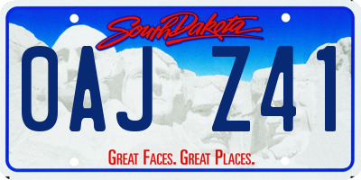 SD license plate 0AJZ41