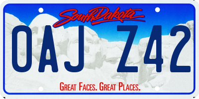 SD license plate 0AJZ42