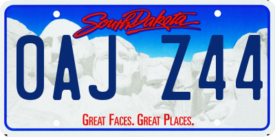 SD license plate 0AJZ44
