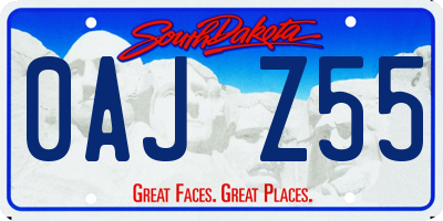 SD license plate 0AJZ55