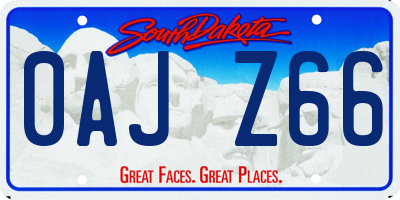 SD license plate 0AJZ66