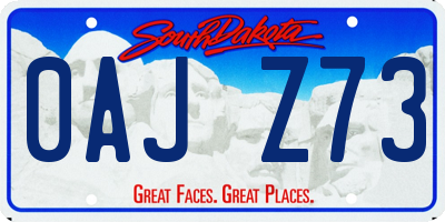 SD license plate 0AJZ73