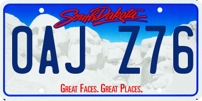 SD license plate 0AJZ76