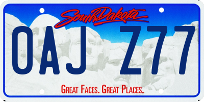 SD license plate 0AJZ77