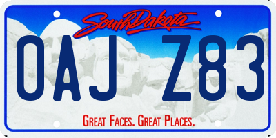 SD license plate 0AJZ83