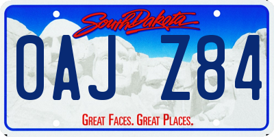 SD license plate 0AJZ84