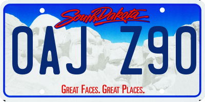 SD license plate 0AJZ90
