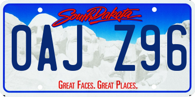 SD license plate 0AJZ96