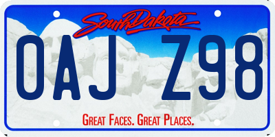 SD license plate 0AJZ98