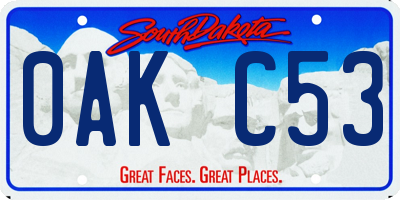 SD license plate 0AKC53