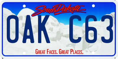 SD license plate 0AKC63