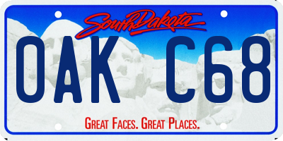 SD license plate 0AKC68