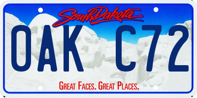 SD license plate 0AKC72