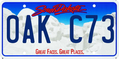 SD license plate 0AKC73