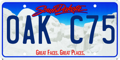 SD license plate 0AKC75