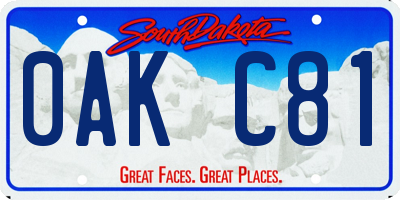 SD license plate 0AKC81