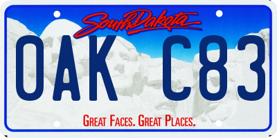 SD license plate 0AKC83