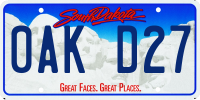 SD license plate 0AKD27