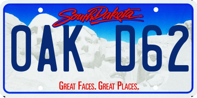 SD license plate 0AKD62