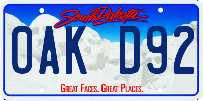 SD license plate 0AKD92